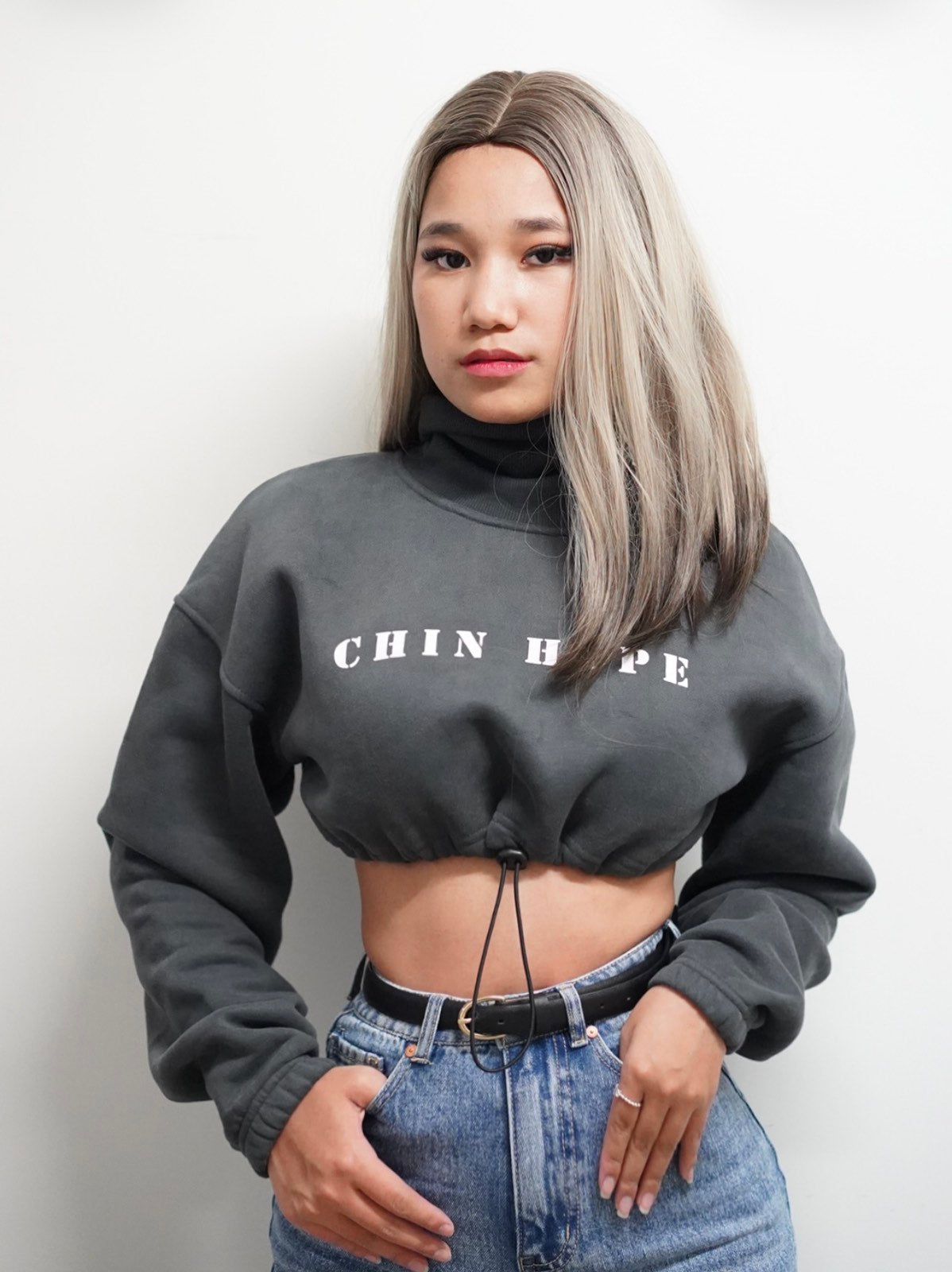 High Neck Cropped Sweatshirt