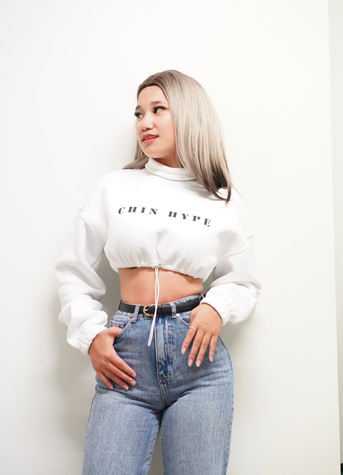 High Neck Cropped Sweatshirt