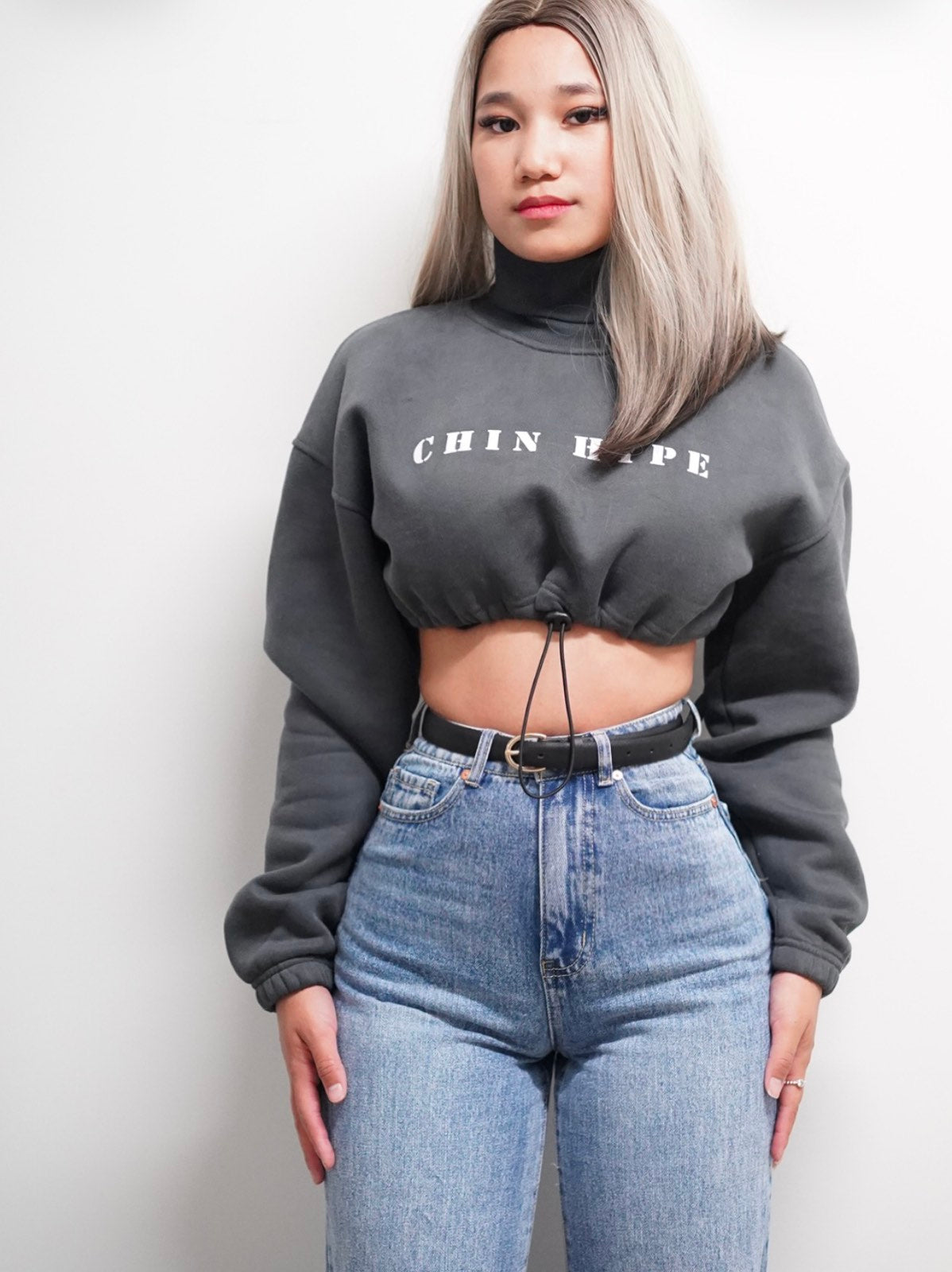 High Neck Cropped Sweatshirt