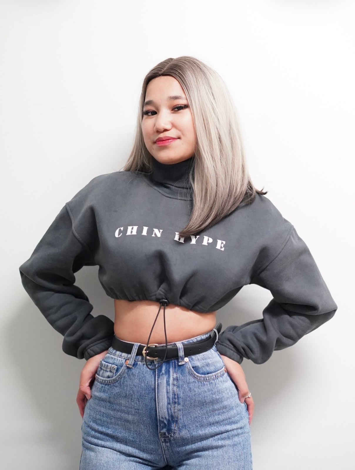 High Neck Cropped Sweatshirt